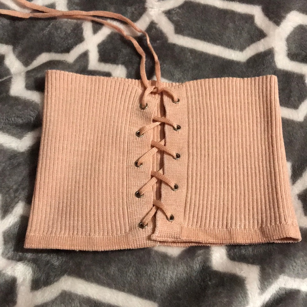 Lace up tube crop top